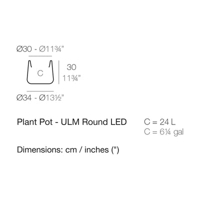 Dimension drawing Plant Pot - ULM Round LED