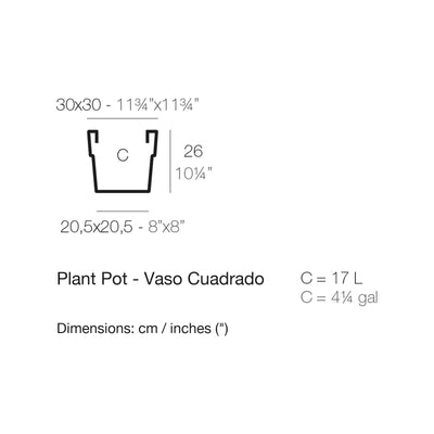 Dimension drawing Plant Pot - Vaso Cuadrado