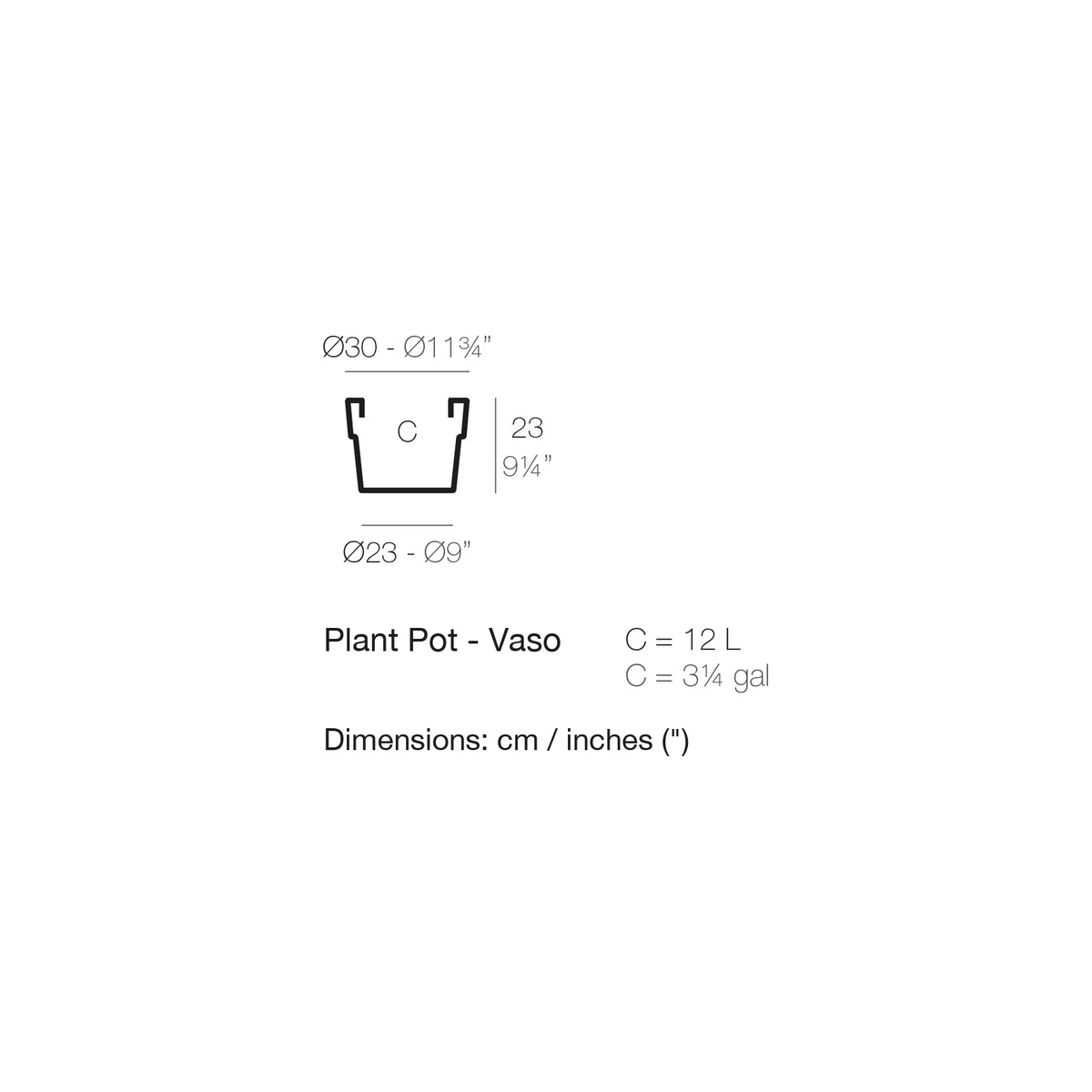 Dimension drawing Plant Pot - Vaso