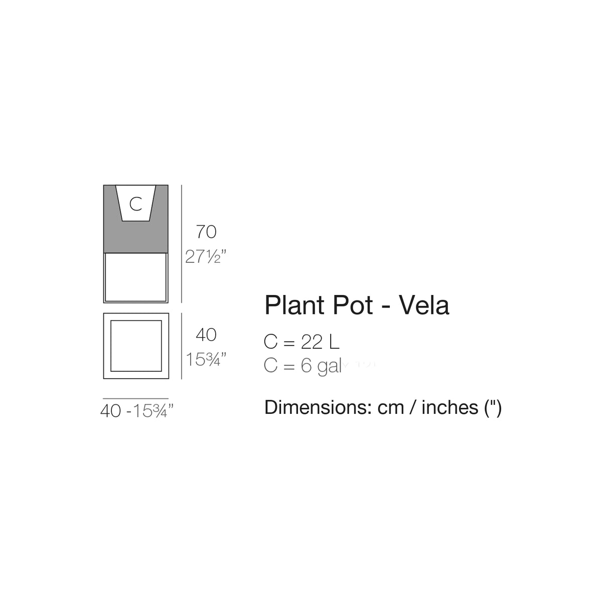Dimension drawing Plant Pot - Vela
