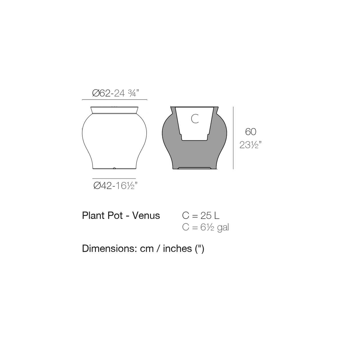 Dimension drawing Plant Pot - Venus
