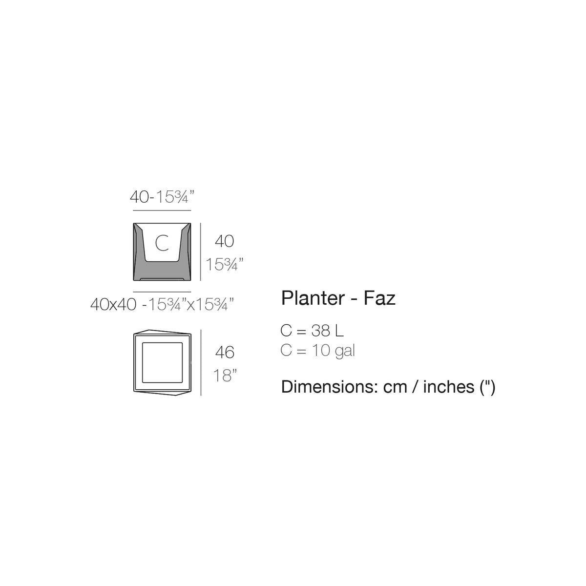 Dimension drawing Planter - Faz