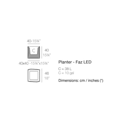 Dimension drawing Planter - Faz LED
