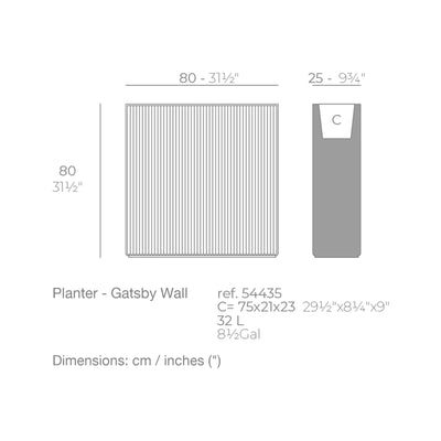 Dimension drawing Planter - Gatsby Wall