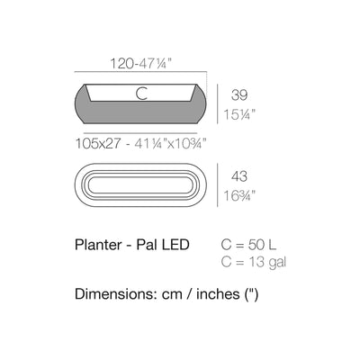 Dimension drawing Planter - Pal LED