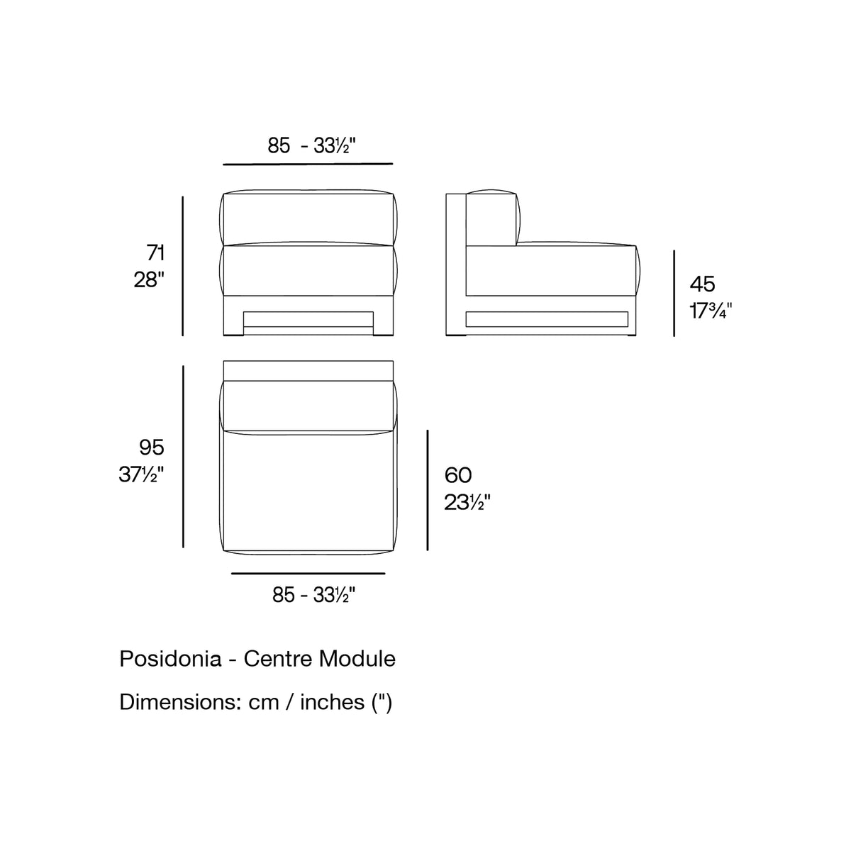 Dimension drawing Posidonia - Centre Module