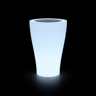 Pot - Curvada LED Vondom, éclairé de l'intérieur sur fond noir, taille ø45x68 cm / ø45x85 cm