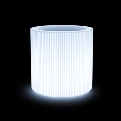 Pot - Gatsby Rond LED Vondom, éclairé de l'intérieur sur fond noir, taille 40x40 cm / 50x50 cm / 60x60 cm