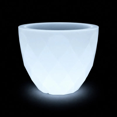Pot - Vases LED Vondom, éclairé de l'intérieur sur fond noir, taille ø55x45 cm