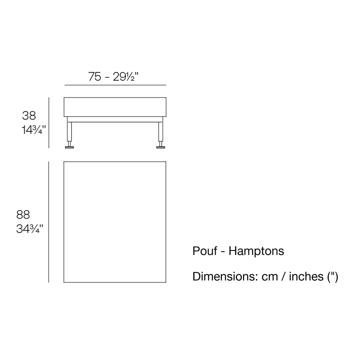 Dimension drawing Pouf - Hamptons