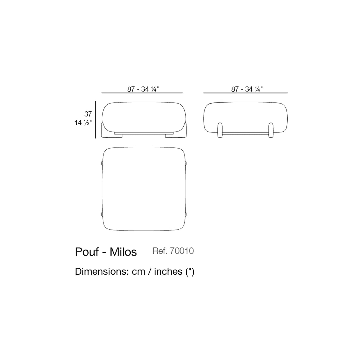 Dimension drawing Pouf - Milos