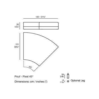 Dimension drawing Pouf - Pixel 45°