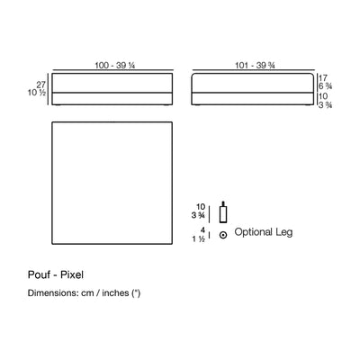 Dimension drawing Pouf - Pixel