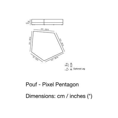 Dimension drawing Pouf - Pixel Pentagon