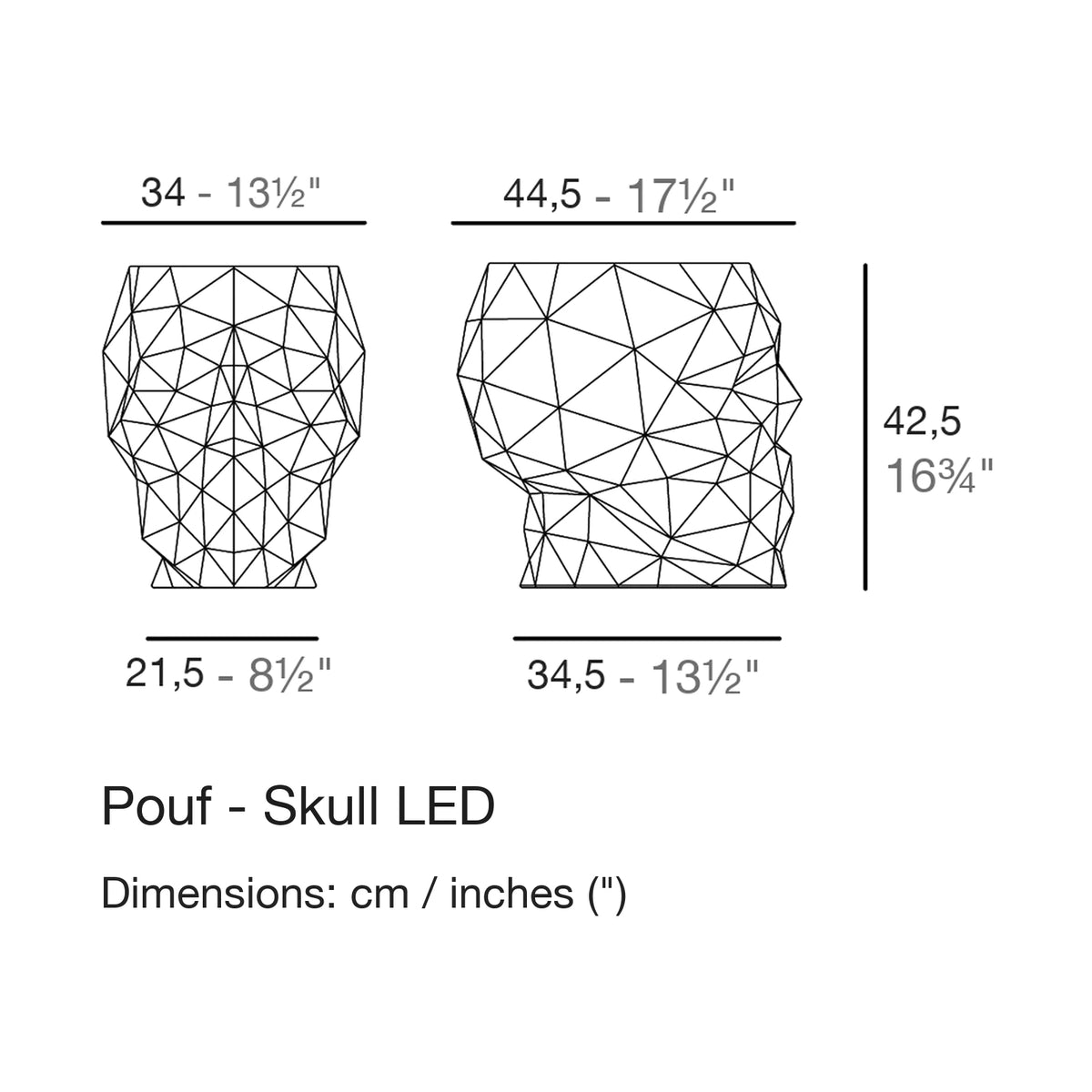 Dimension drawing Pouf - Skull LED