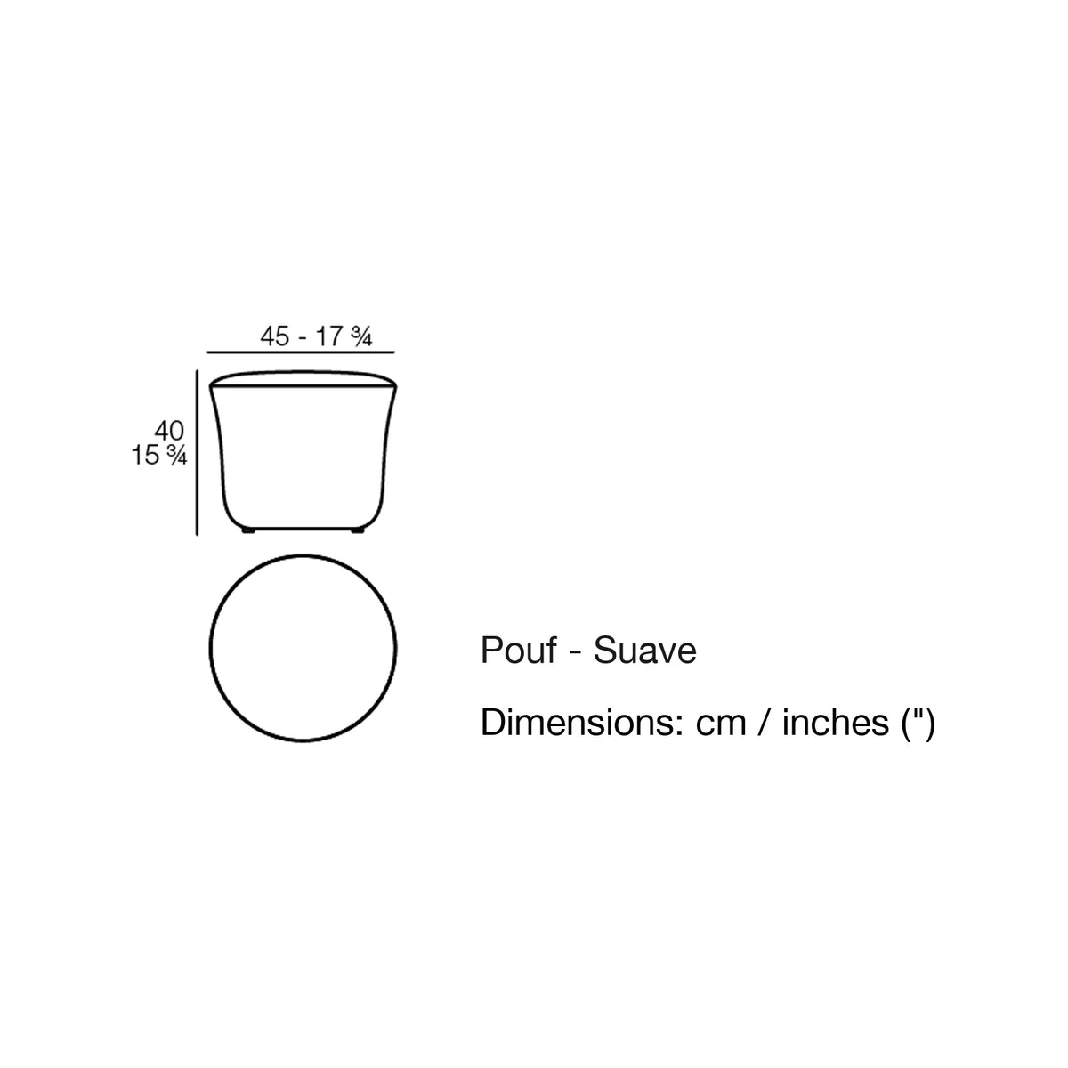 Dimension drawing Pouf - Suave