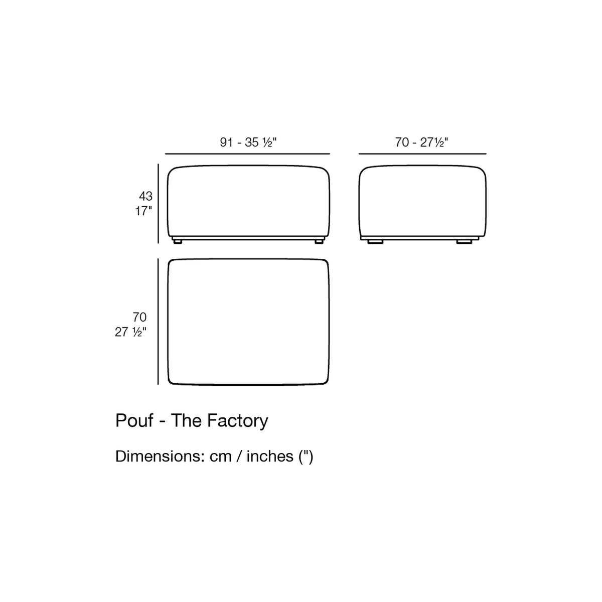 Dimension drawing Pouf - The Factory