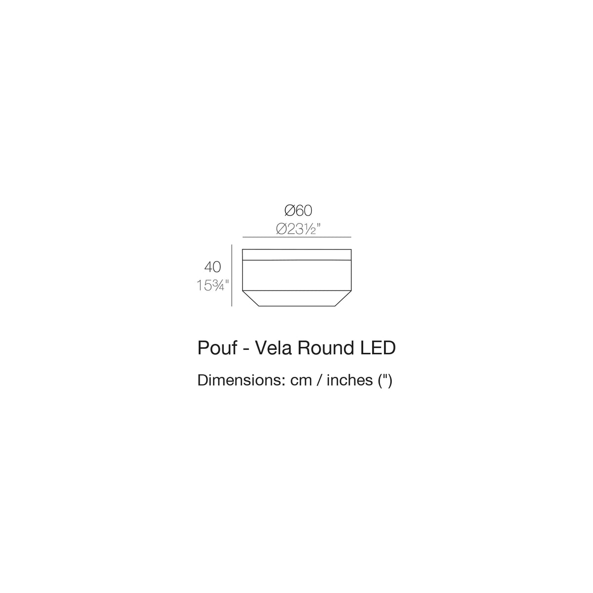 Dimension drawing Pouf - Vela Round LED
