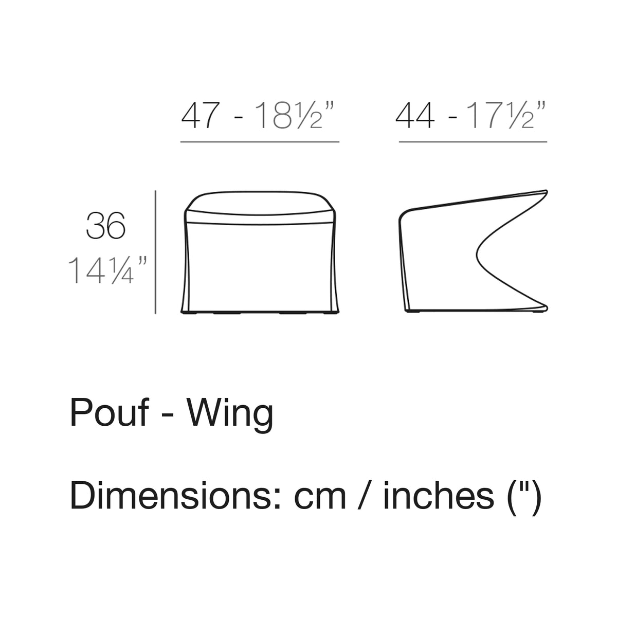 Dimension drawing Pouf - Wing