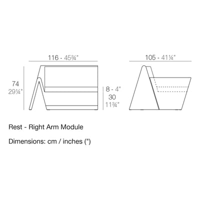Dimension drawing Rest - Right Arm Module