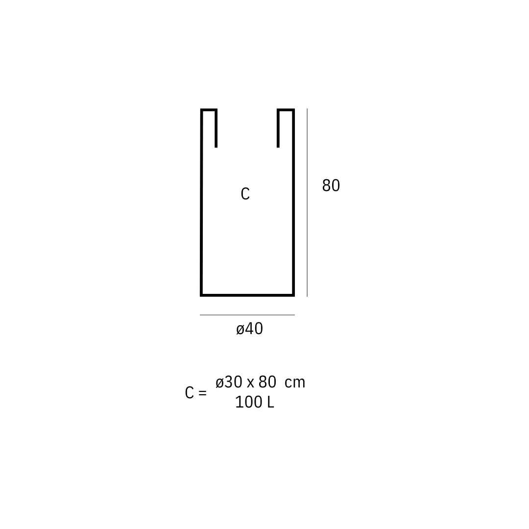 Schéma de dimensions Cilindro Alto — Ø40x80