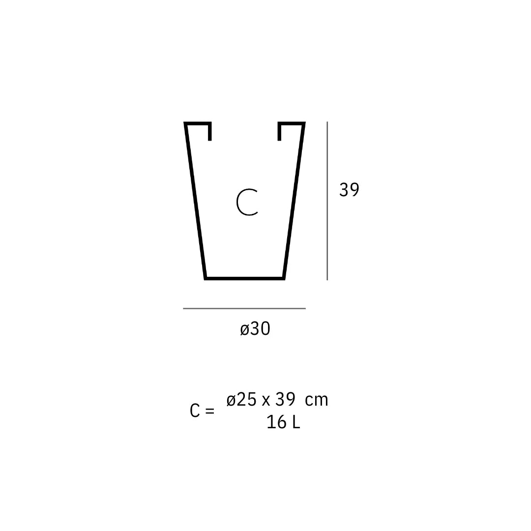 Schéma de dimensions Cono Alto Vondom ø30x39 cm