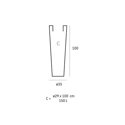 Schéma de dimensions Cono Alto Vondom ø35x100 cm