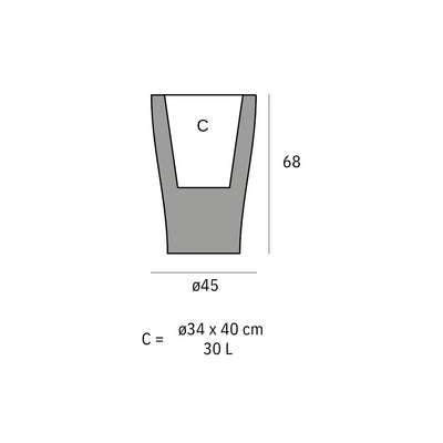 Schéma de dimensions Curvada — Ø45x68