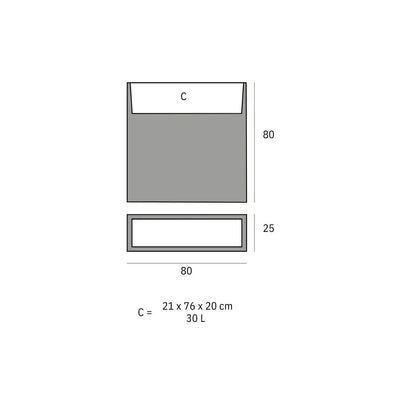 Schéma de dimensions Wall Vondom 80x25x80 cm