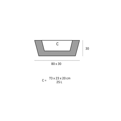 Schéma de dimensions Conic Vondom 80x30x30 cm