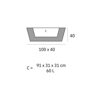 Schéma de dimensions Conic Vondom 100x40x40 cm