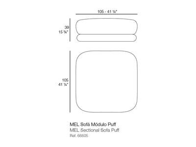 Pouf Mel Vondom, schéma de dimensions