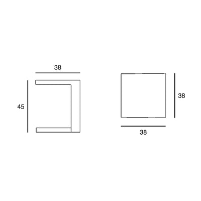 Table d'appoint Gatsby 38x38x45 cm, schéma de dimensions