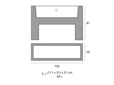 Schéma de dimensions Pot - Muro 42620A
