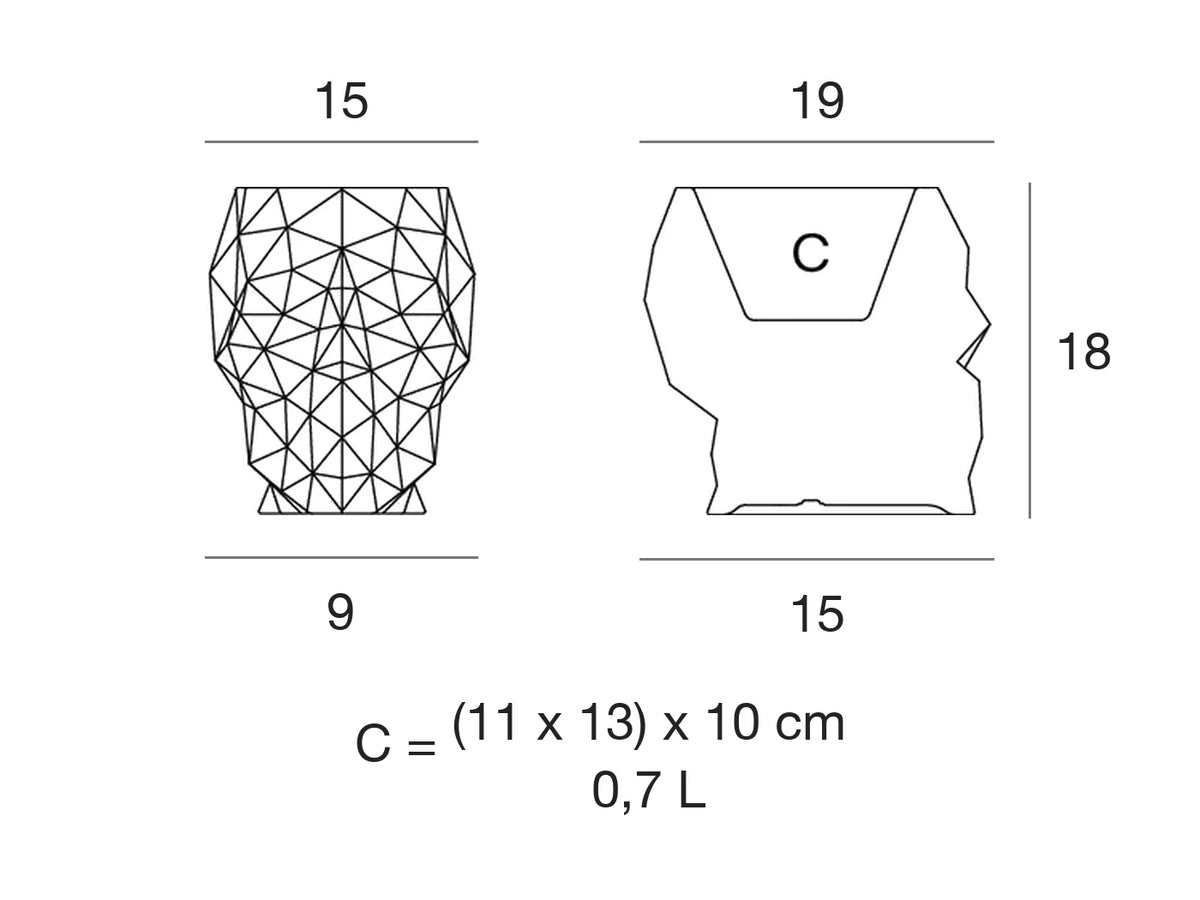 Schéma de dimensions Pot - Skull 46100A