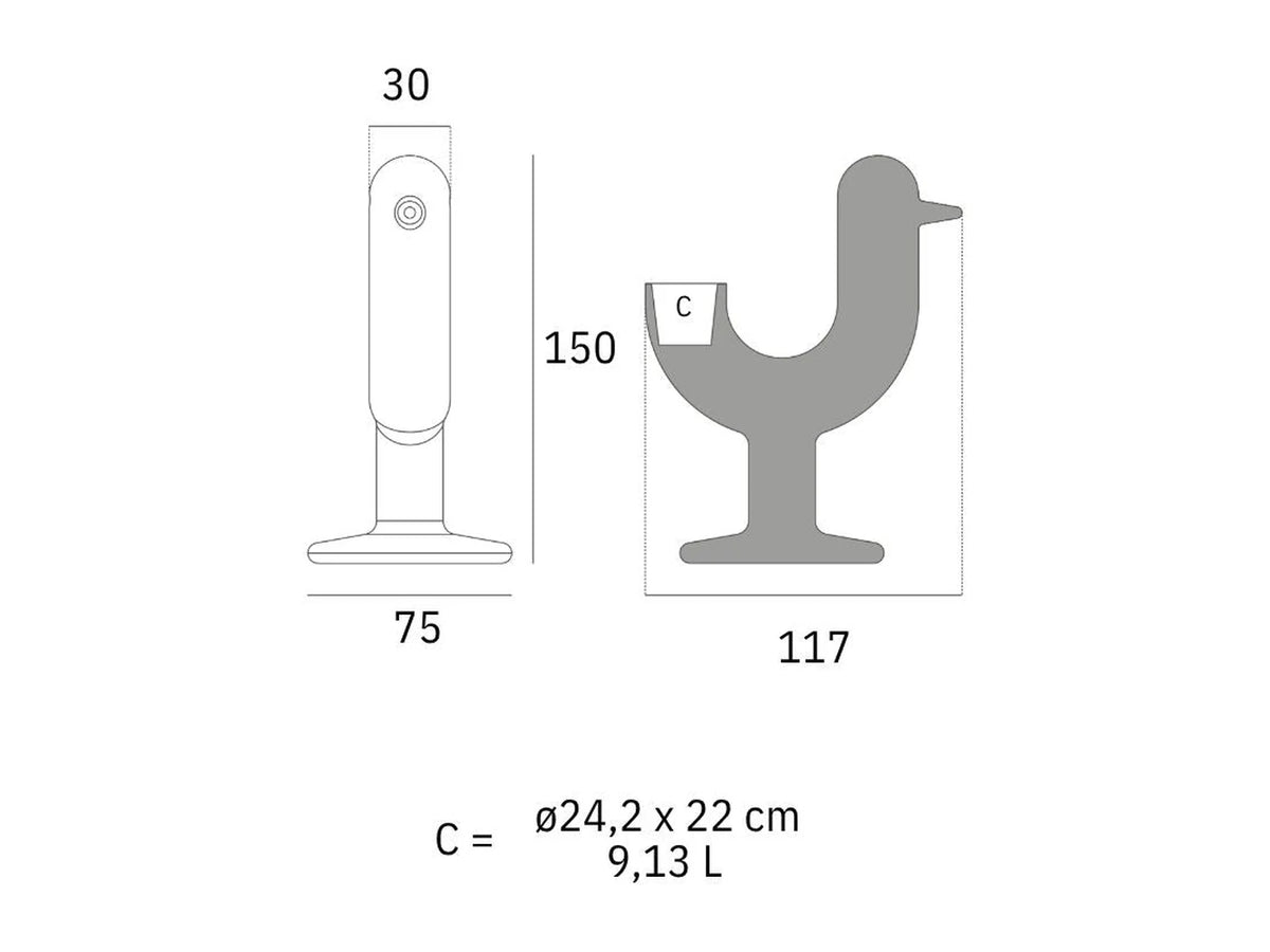Schéma de dimensions Pot - Peacock 61001R