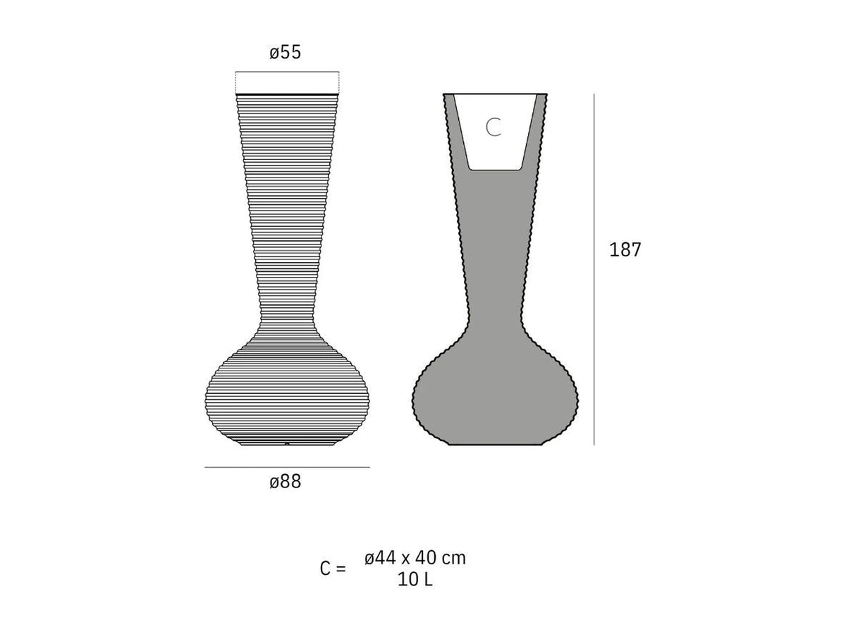 Schéma de dimensions Pot - Bloom 65019A