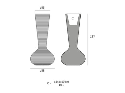 Schéma de dimensions Pot - Bloom 65019A