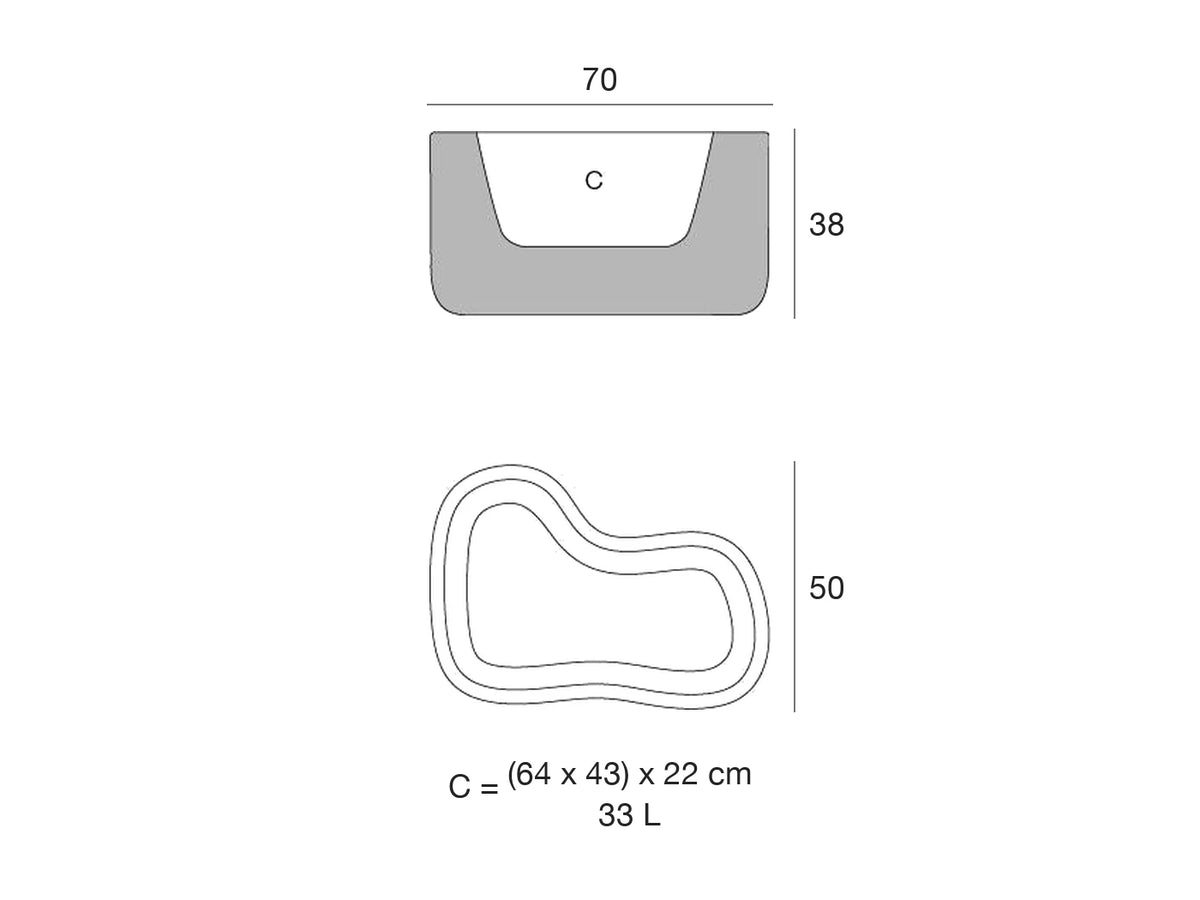 Schéma de dimensions Pot - Milos 70020