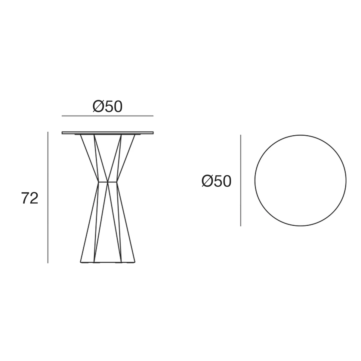 Table - Vertex Ronde : schéma de dimensions (51017)