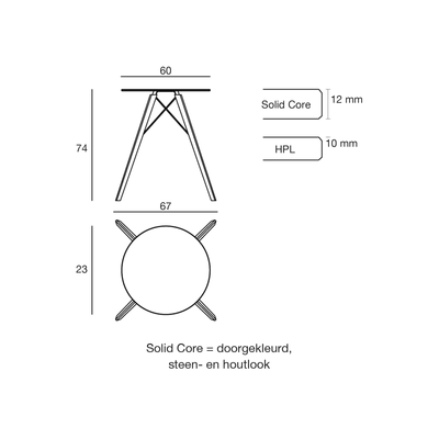 Maattekening Tafel - Faz Wood Rond