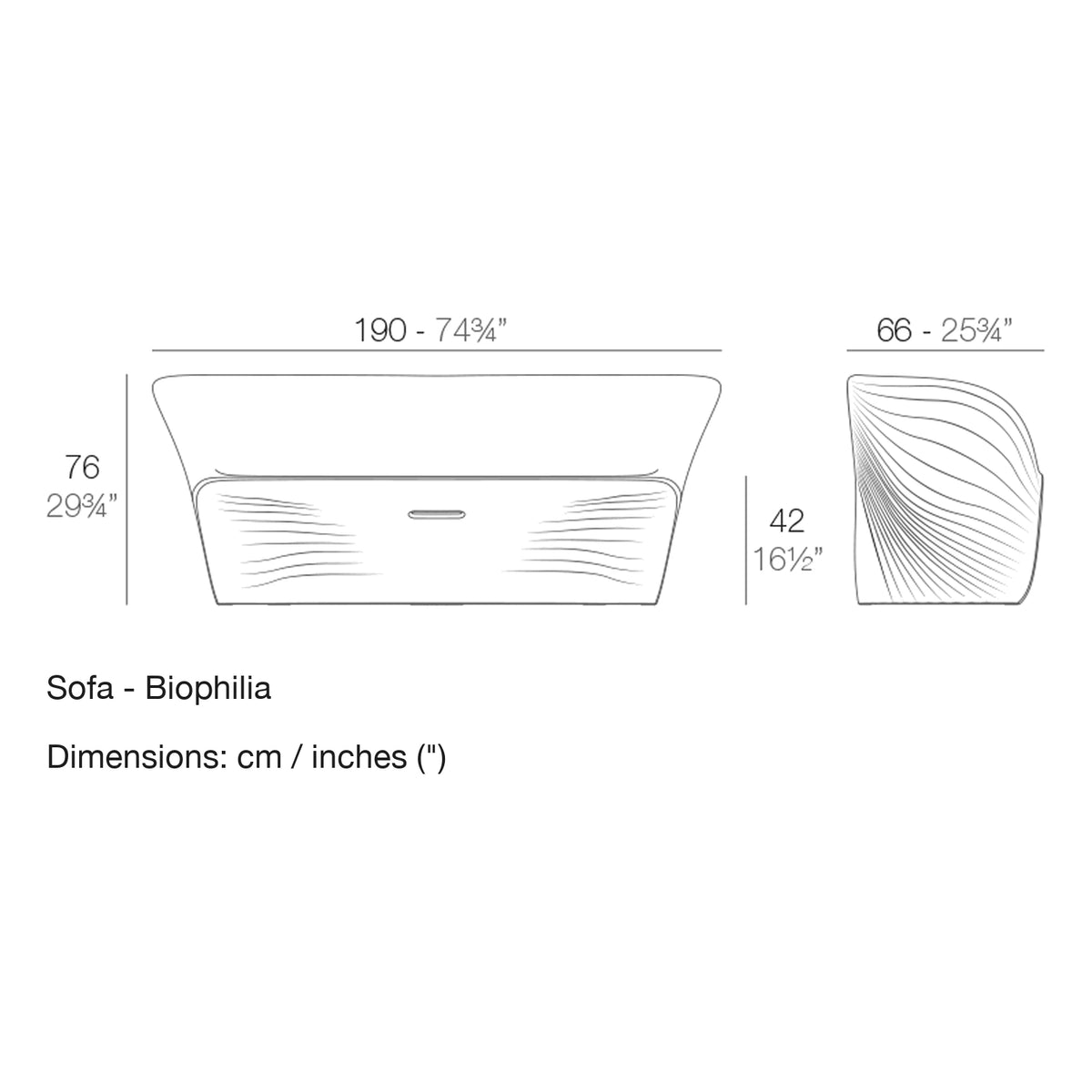 Dimension drawing Sofa - Biophilia