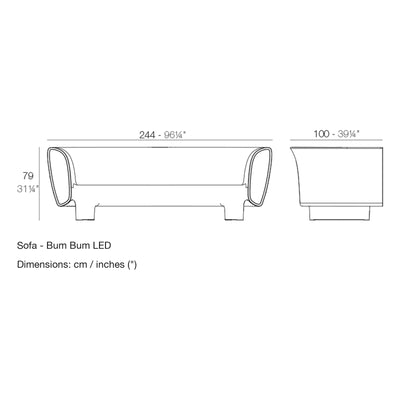 Dimension drawing Sofa - Bum Bum LED