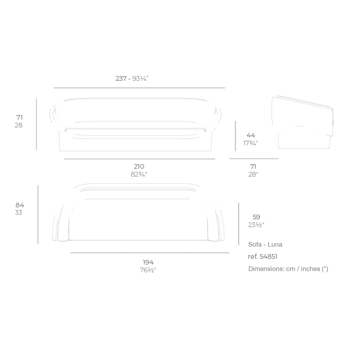 Dimension drawing Sofa - Luna