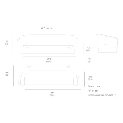 Dimension drawing Sofa - Luna