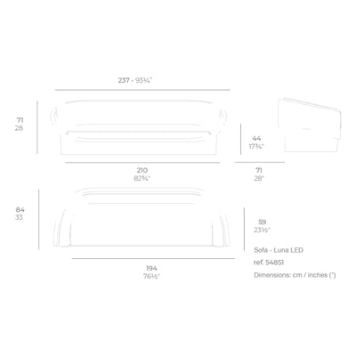 Dimension drawing Sofa - Luna LED