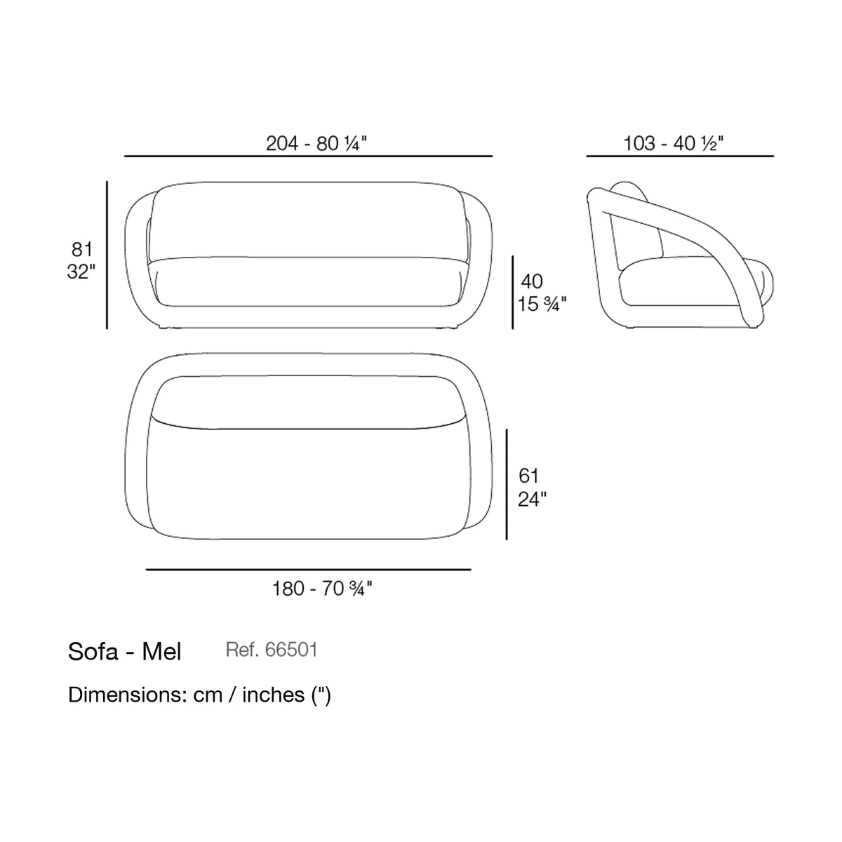Dimension drawing Sofa - Mel