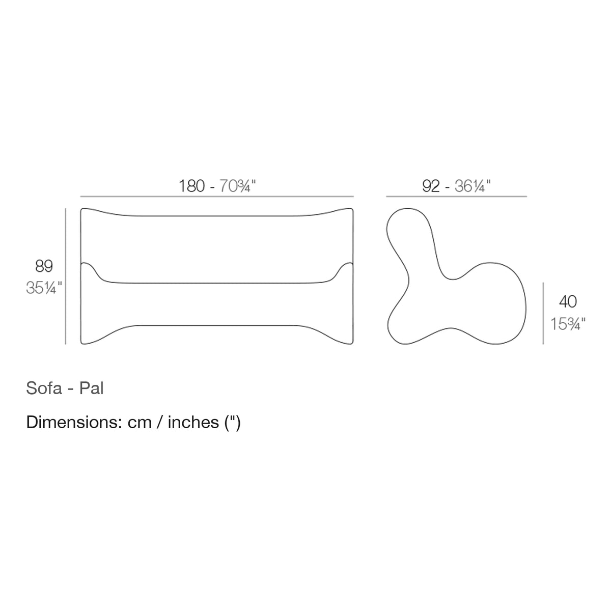 Dimension drawing Sofa - Pal