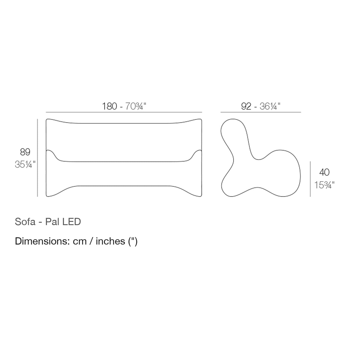 Dimension drawing Sofa - Pal LED