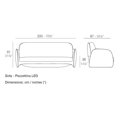 Dimension drawing Sofa - Pezzettina LED